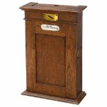 Coin Box for Electric Pianos or Orchestrions, c. 1925Walnut case, for one 10-pfennig coin,