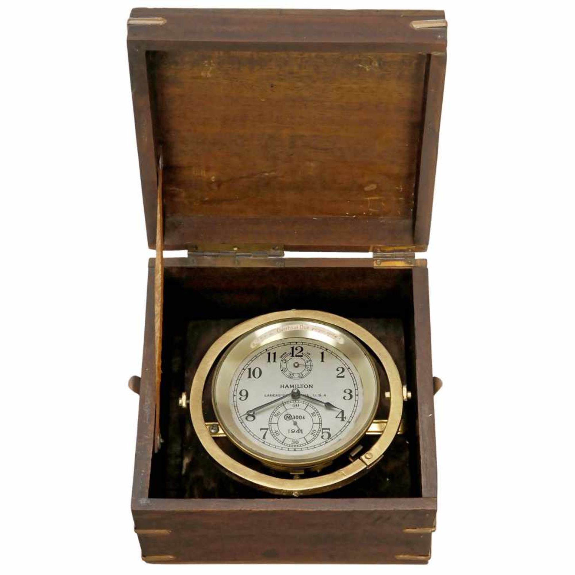 Hamilton Two-Day Deck Chronometer, 1941Hamilton Watch Co., Lancaster, USA. Model 21, 14 jewels, - Bild 2 aus 3