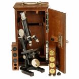Leitz Microscope with Accessories in Case, 1890Ernst Leitz, Wetzlar. No. 15493, original black