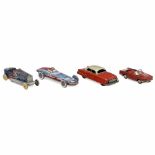 4 French Tinplate Cars, c. 1958Lithographed tin. 1) Joustra, Renault Floride convertible,