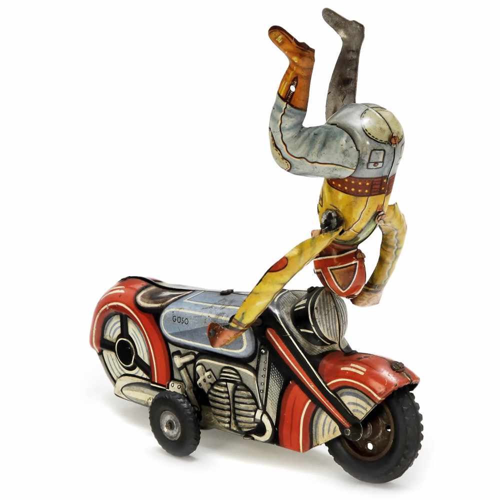 Motorcycle Acrobat by Göso, c. 1950Christian Götz & Sohn, Fürth, Germany. Lithographed tin,