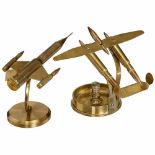 2 Model AirplanesMade of cartridge cases, brass, height each 7 in.Zustand: (3/-)2