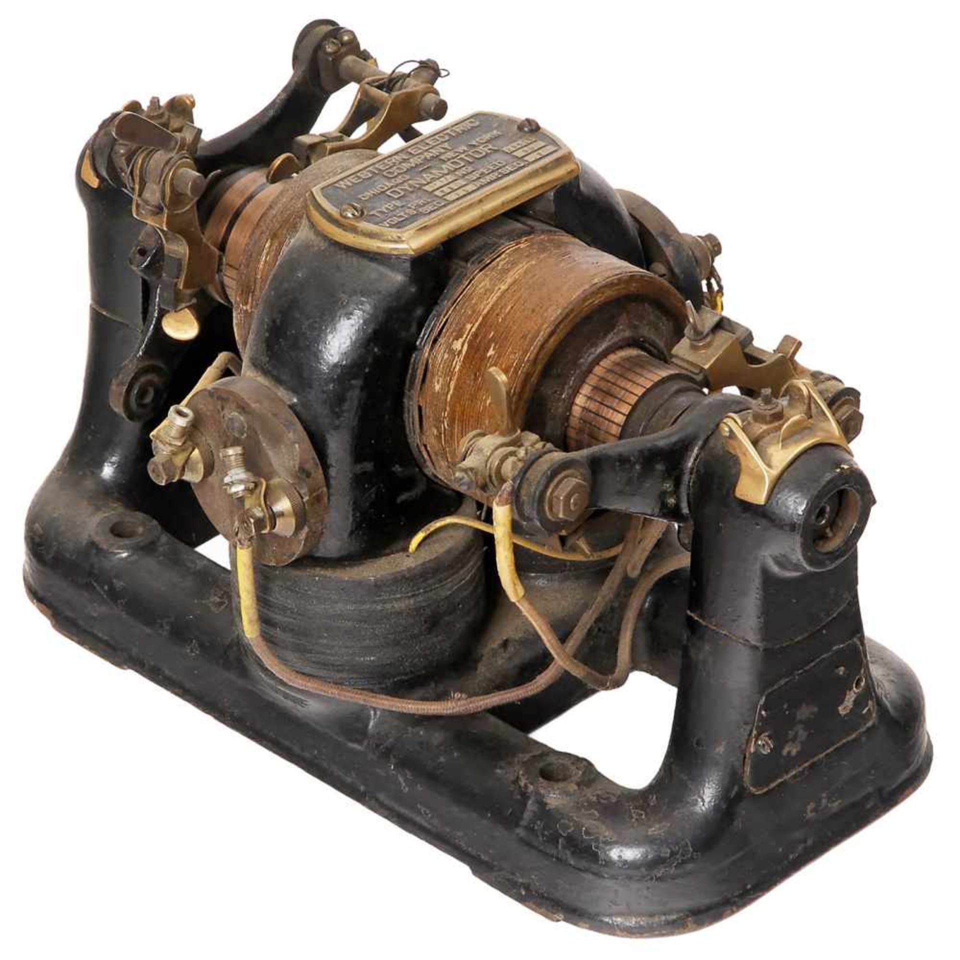 Western Electric Dynamotor, c. 1895Type P1/6, cast-iron base, commutator for DC operation and slip