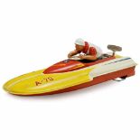 "Marilyn" Speed Boat by Arnold, c. 1955Karl Arnold, Nuremberg. No. A-70, lithographed tin, spring-