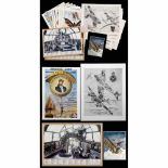 Drawings and Posters on the Subject of Aviation1) 2 cockpit drawings of the German Junkers Ju 88