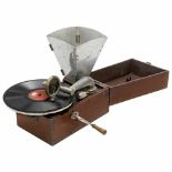 Portable Gramophone with Folding Horn, c. 1930Unmarked, wood case, mica reproducer, spring-drive,
