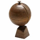 Small Wood Terrestrial Globe, c. 1800France. Turned fruitwood, stress crack on one side, 5