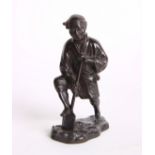 A Japanese bronze figure of a farmer signed in seal by Genryusai Seiya, late Meiji period, 18.5cm