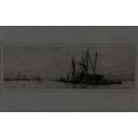 After William Lionel Wyllie (1851-1931)Colliers on the MedwayEtching Signed to margin, lower