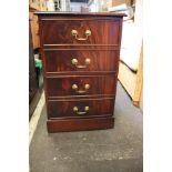 Three mahogany and leather inset filing cabinets each with two deep drawers