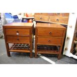 A pair of mahogany bedside two drawers cabinets