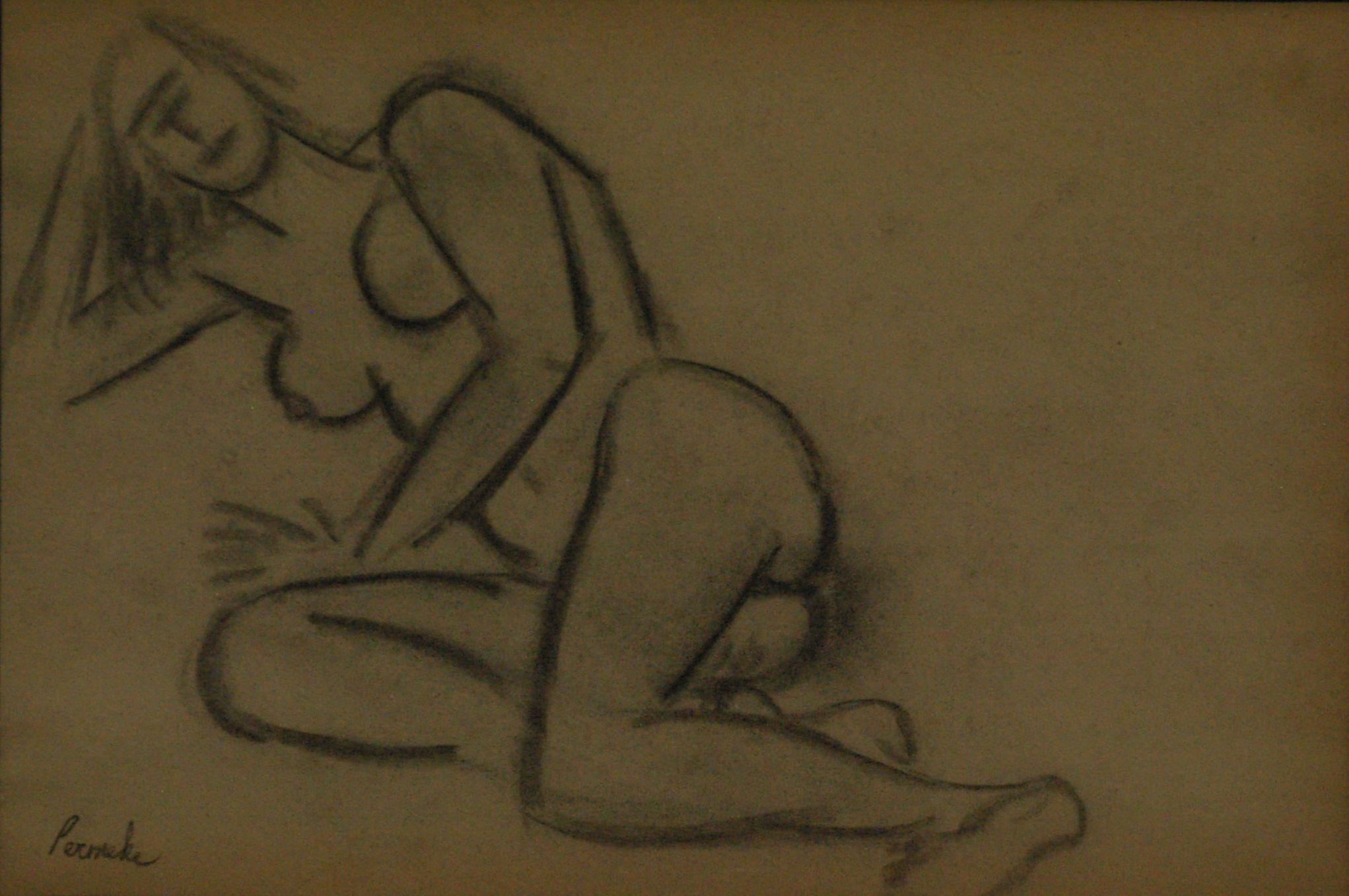 After Constant Permeke (Belgian, 1886-1952)Reclined NudeCharcoal Signed lower left29.5 x