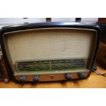 A Philips Bakelite electric radio, serial number MK39953; together with a vintage Bush radio,