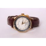 A Sturmanskie gold plated gentleman's automatic travellers wrist watch, on brown alligator skin