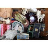 A pair of cased binoculars, together with various treen and other wooden collectables and bygones (3