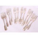 A large collection of sterling silver flatware, to include six Victorian fiddle pattern dinner forks