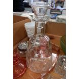 A Victorian decanter and stopper, together with other pressed and moulded glassware.