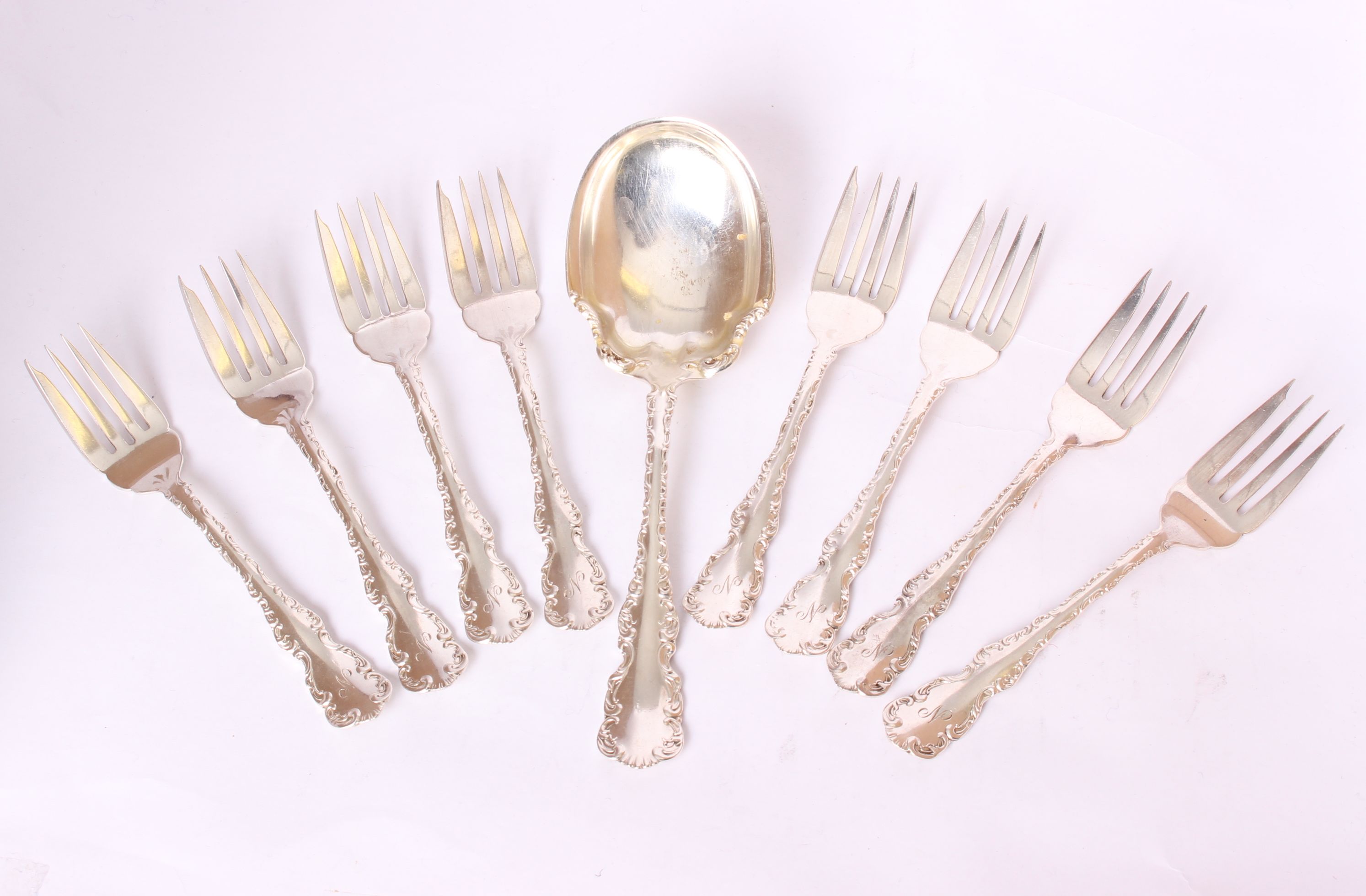 A near complete canteen of Birks (Canada) sterling silver, to include eight silver handled dinner