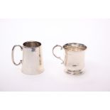 A sterling silver mug by Adie Brothers Ltd, Birmingham 1955, 3.5ozt.; together with a silver