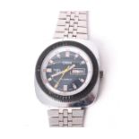 An Oris Twin-date gentleman's wrist watch, 39mm square stainless steel case, black rubber bezel,