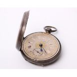 An Edwardian sterling silver open faced key wind pocket watch by Robert John Price, Chester 1903,