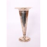 A sterling silver trumpet vase with step beaded foot, by A & J Zimmerman Ltd, Birmingham 1921, 6.