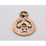 A 9ct gold Masonic watch fob, 3.6g.