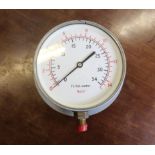 A chrome pressure gauge by Smith's Industries, together with eight other pressure gauges.