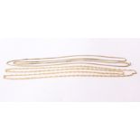 A 9ct gold box link chain necklace; together with a 9ct gold fancy link necklace, 11g (2)