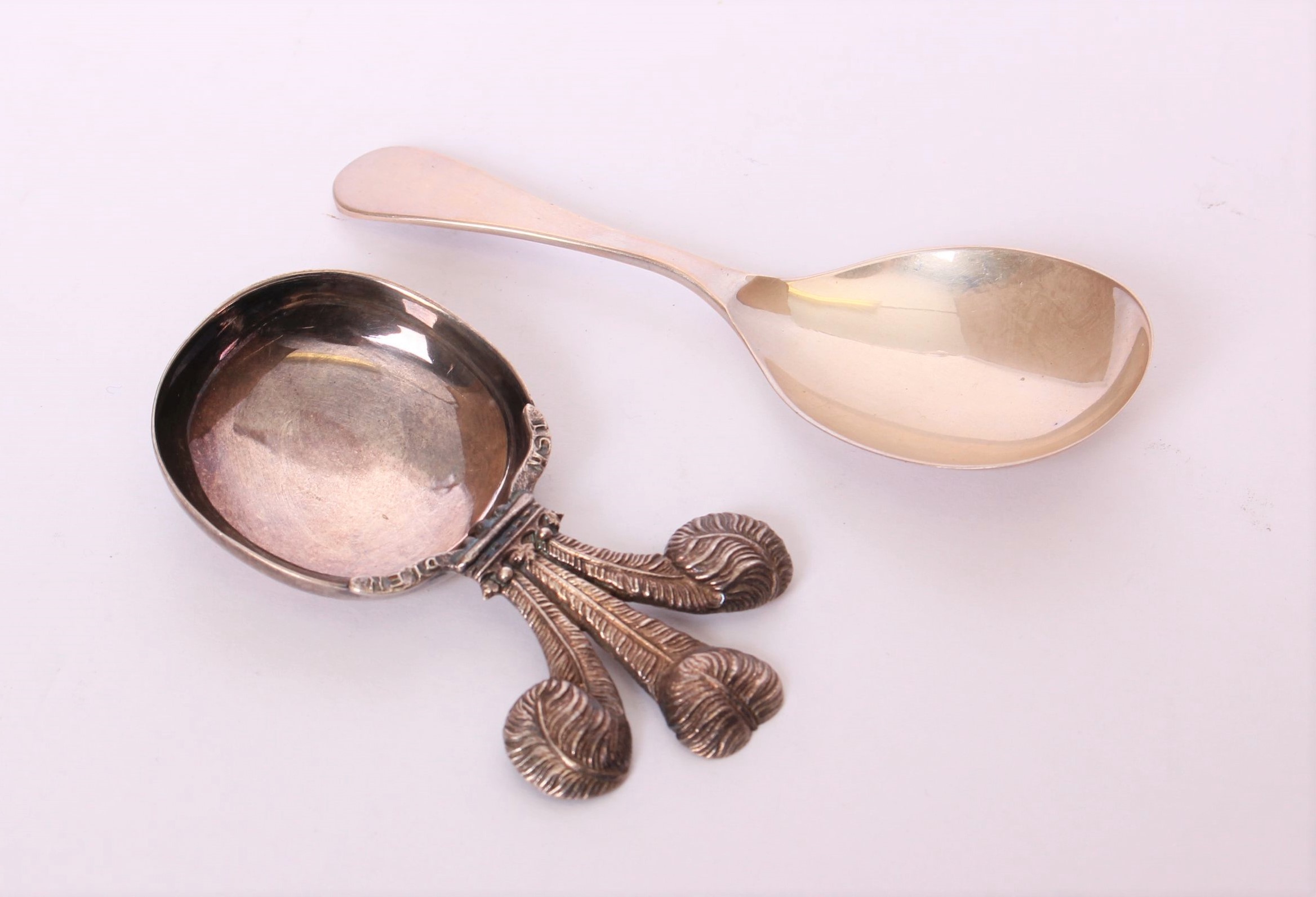 Two Sterling Silver caddy spoons, by David Shaw Silversmiths, London 1981 and J B Chatterley &