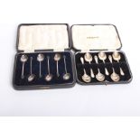 A cased set of six silver coffee spoons, Walker & Hall, Sheffield, 1925 and a further set (2)