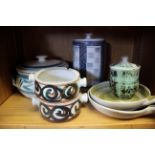 A collection of ceramics by Alan Caiger-Smith, to include a large lidded tureen, a biscuit barrel,