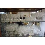 A suite of Waterford Crystal drinking glasses with thistle decoration, together with other