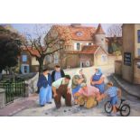 Margaret Loxton 'Town Square, Meursault' Limited edition print, numbered 1505/1950Signed in pencil