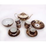 A Chamberlains Worcester part tea and coffee service, with a blue band with gilt leaf and flower