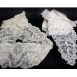 A 19th Century Brussels appliqué lace shawl and a length of Brussels needlepoint lace, over 4 m x 24