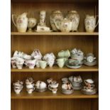 A collection of Crown Devon items to include a pair of baluster shaped vases, a tea pot and other