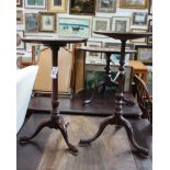 A George III style mahogany tall tripod table, top split, 39cm diameter and a George III mahogany