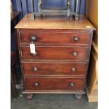 A 19th century small mahogany chest, four long graduated drawers, raised on bun feet. 75cm(h)