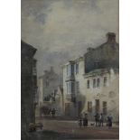 After J. V. De Fleury (fl. 1847-1869)An Early English Street SceneWatercolour Signed 30 x 22cm