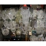A mixed collection of 19th/20th century glass ware, vases, wine glasses etc.