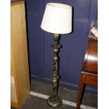 A Kashmiri standard lamp with painted floral decoration, 98cm(h)