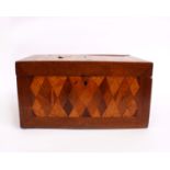 A 19th century parquetry two division tea caddy.