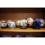 A collection of nine Oriental ginger jars.