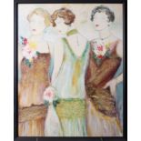 A late 20th Century half tone lithograph print of 1920s women within a modern frame. 87 x 66 cm