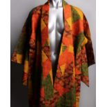 Ten cotton and silk Japanese kimonos, dating from the mid 20th Century