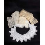 A collection of 19th and early 20th Century lace, including hand worked lace, appliqué lace,