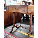 A Regency mahogany drop leaf 'work table.' single drawer and a well below. (missing bag) 71cm(h)