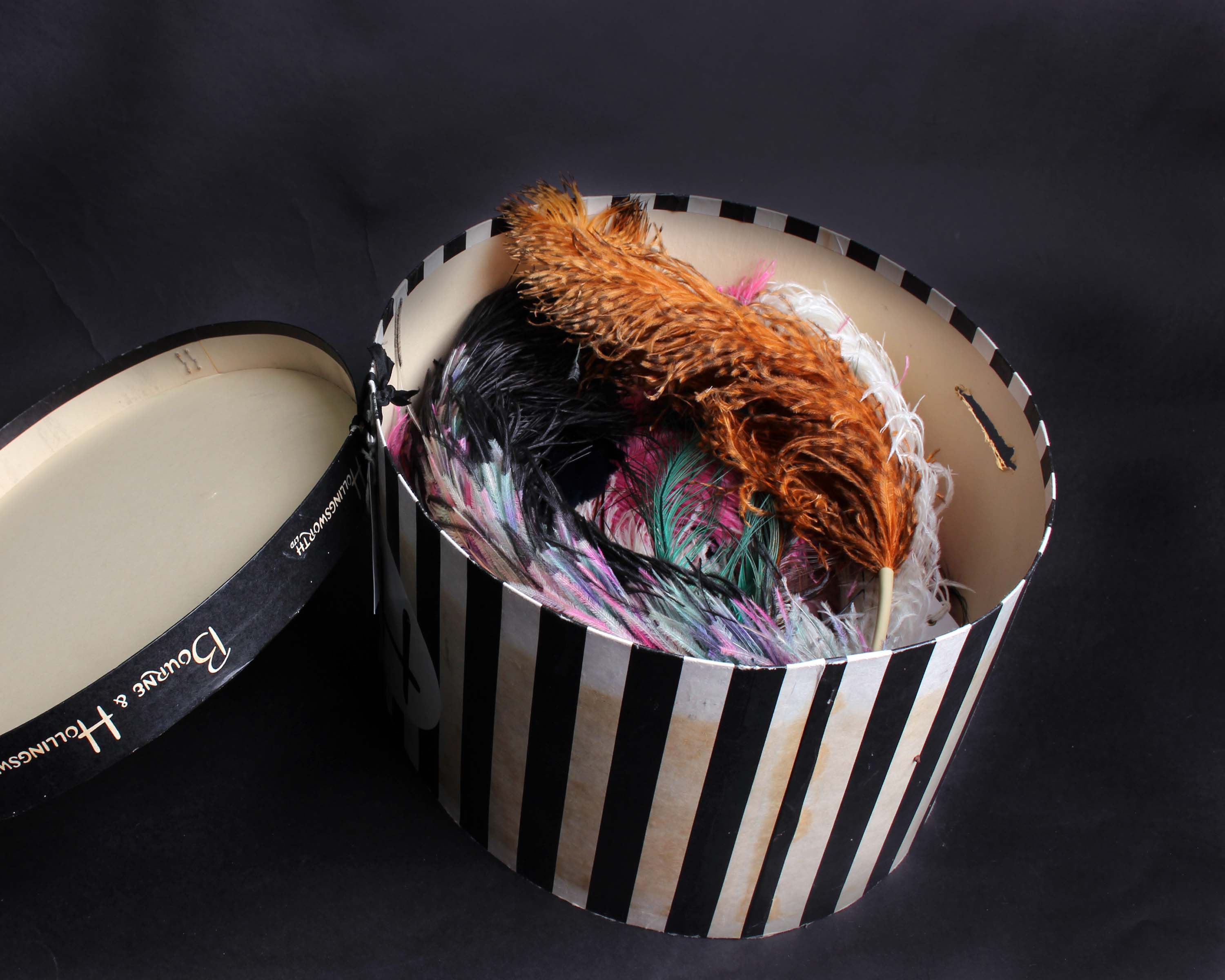 A quantity of early 20th Century millinery feathers, some with their original Paris labels and a