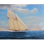 S.M. Gough'Meteor III - leading to the schooner fleet in the Dover to Heligoland race, 1906'Oil on